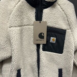 Carhartt WIP Sherpa Fleece Jacket - White and Black. Size Med. Like new